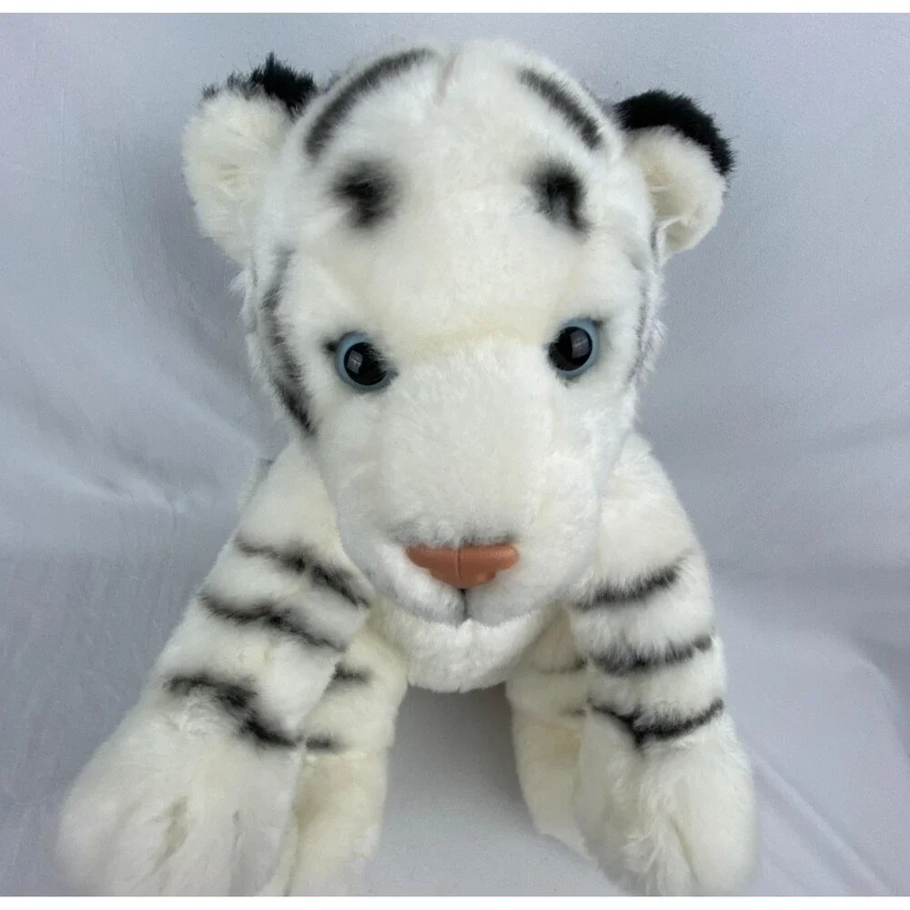 Build A Bear White‎ Tiger Plush Tongue Out Blue Eyes Stuffed Animal